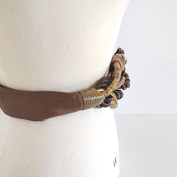 80s Carolyn Tanner Designs Beaded Braided Rope Wide Adjustable Belt main image 8